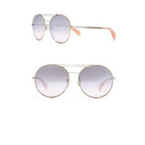 Rag & Bone Womens Silver Round Metal Frame 59mm Sunglasses with case New